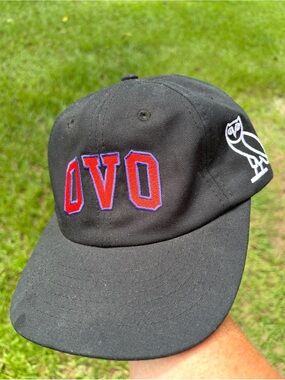 OVO Black Baseball Hat with Red and Purple Embroidered Letters